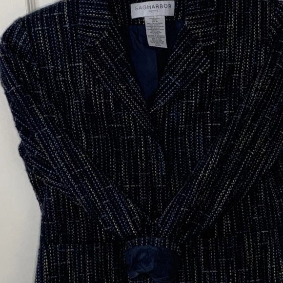 Sag Harbor Petite Womens Size 8P Blue Rainbow Speckled Snap Blazer Jacket - Picture 7 of 9